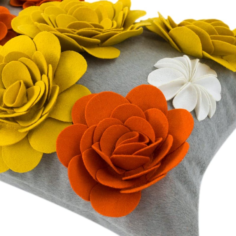 KINGROSE Handmade 3D Flower Decorative Throw Pillow Cover Stereo Floral Cushion Cover Rectangle Pillow Case for Sofa Home Bed Living Room Decor 12 X 20 Inches Orange Yellow - Image 3